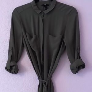 NWT H&M Olive Shirtdress w/belt
